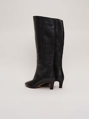 Phase Eight Black Leather Knee High Boots - Image 3 of 7