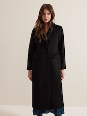Phase Eight Black Petite Lydia Long Wool Coat - Image 1 of 7