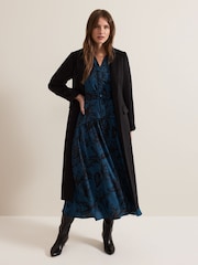 Phase Eight Black Petite Lydia Long Wool Coat - Image 3 of 7