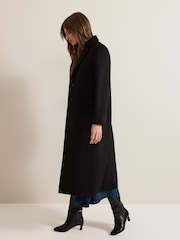Phase Eight Black Petite Lydia Long Wool Coat - Image 4 of 7