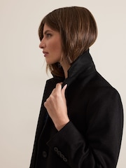 Phase Eight Black Petite Lydia Long Wool Coat - Image 6 of 7