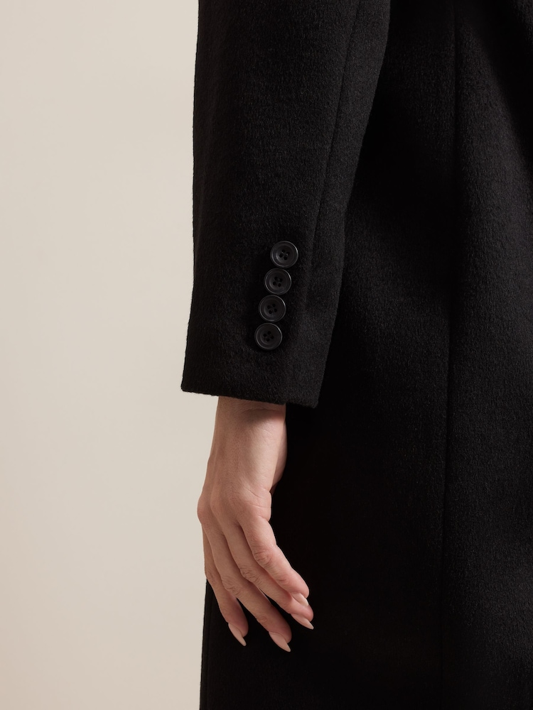 Phase Eight Black Petite Lydia Long Wool Coat - Image 7 of 7