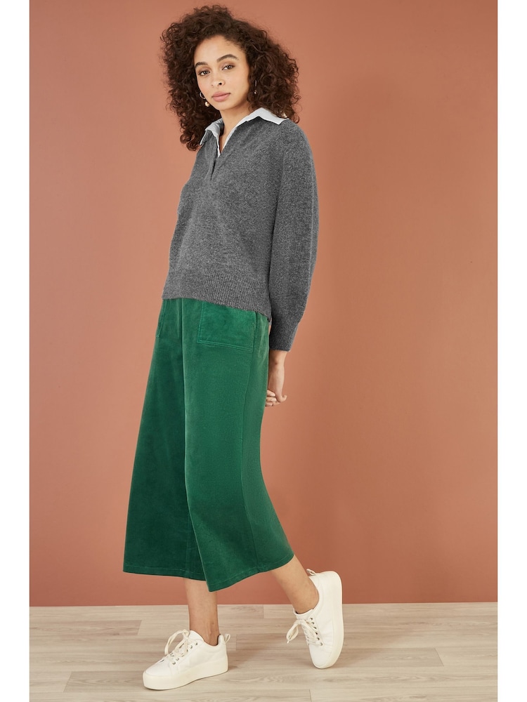 Yumi Grey Knitted Jumper With Collar Detail - Image 2 of 5