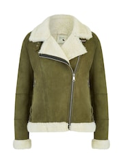 Yumi Green Faux Suede And Shearling Biker Jacket - Image 5 of 5