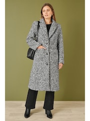 Yumi Grey Boucle Long Line Coat - Image 1 of 3