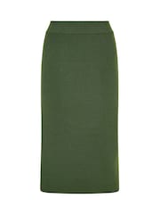 Yumi Green Rib Knitted Midi Column Skirt - Image 5 of 5