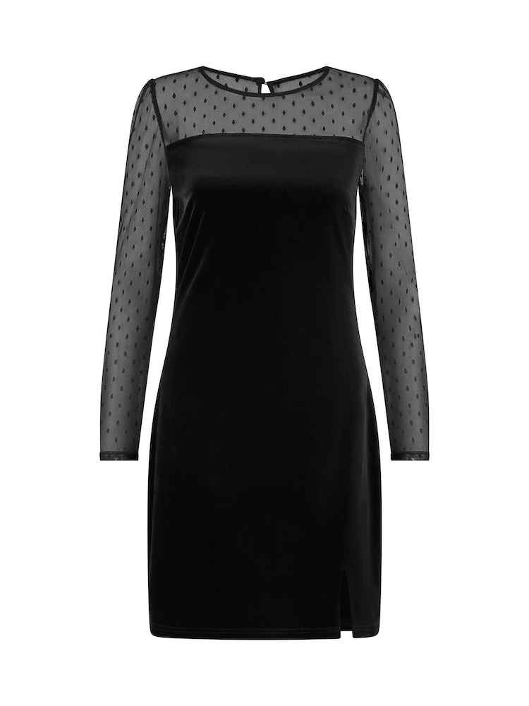 Yumi – Samtkleid mit transparenten langen Ärmeln - Bild 5 von 5 Yumi – Samtkleid mit transparenten langen Ärmeln - Bild 5 von 5