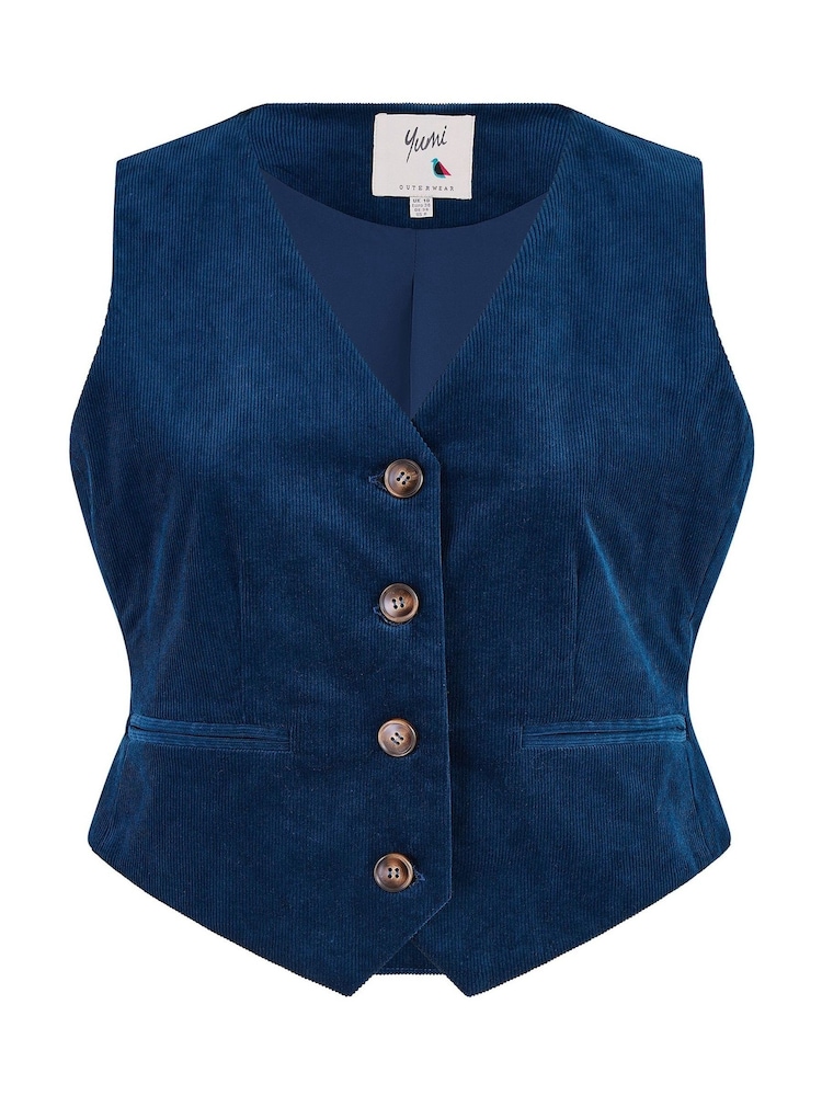 Yumi Blue Corduroy Waistcoat - Image 5 of 5