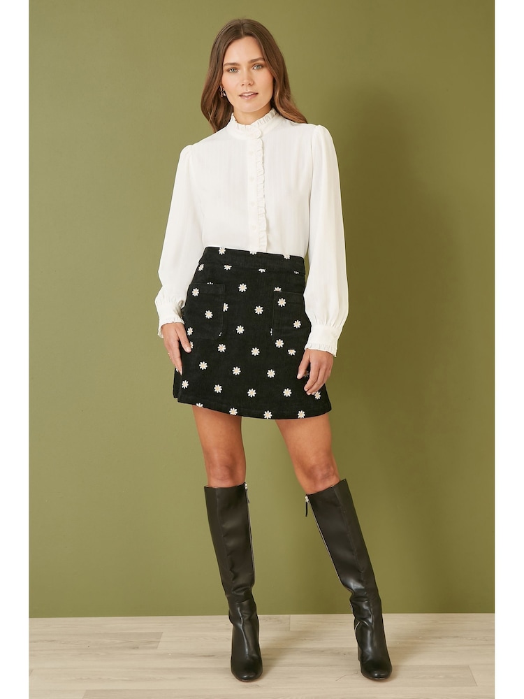 Yumi White Frill High Neck Shirt - Image 1 of 3