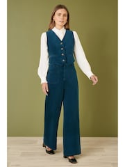 Yumi Blue Corduroy Trousers With Patch Pockets - Image 1 of 4