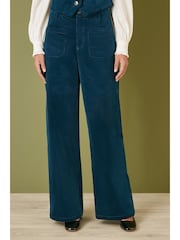 Yumi Blue Corduroy Trousers With Patch Pockets - Image 2 of 4