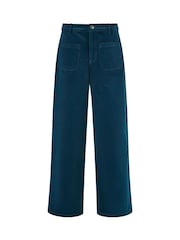 Yumi Blue Corduroy Trousers With Patch Pockets - Image 4 of 4