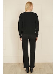 Yumi Black Pearl Cable Knit Cardigan - Image 3 of 5