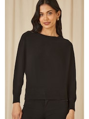 Yumi Black Knitted Batwing Jumper - Image 1 of 4