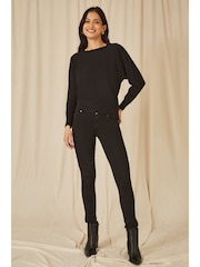 Yumi Black Knitted Batwing Jumper - Image 2 of 4