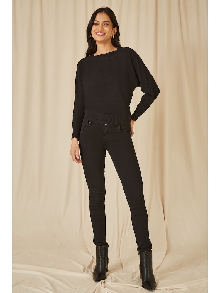 Yumi Black Knitted Batwing Jumper - Image 2 of 4