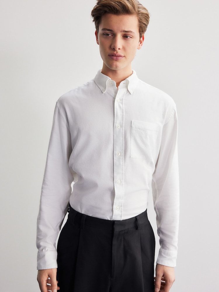 Белый - Lightweight Long Sleeve Oxford Shirt - Изображение 1 из 3