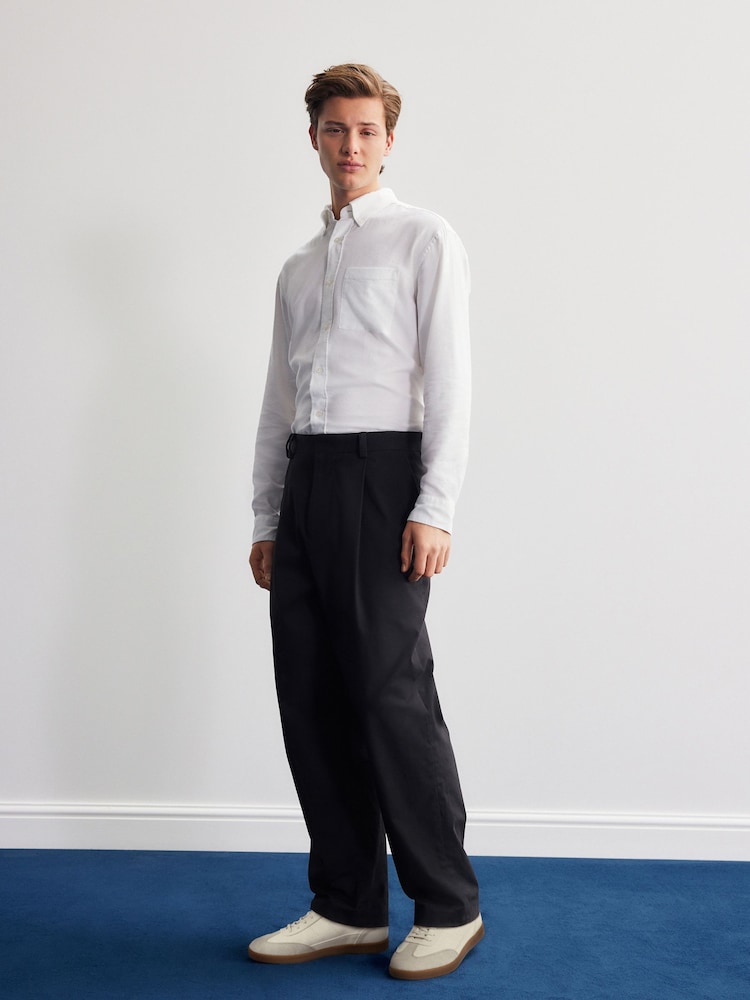 Белый - Lightweight Long Sleeve Oxford Shirt - Изображение 2 из 3