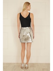 Yumi Black Metallic Rib Knitted Vest Top - Image 3 of 4