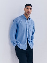 Голубой - Lightweight Long Sleeve Oxford Shirt - Изображение 1 из 8