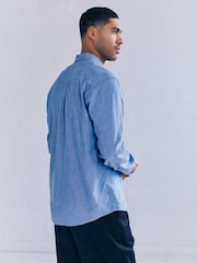 Голубой - Lightweight Long Sleeve Oxford Shirt - Изображение 2 из 8