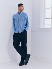 Голубой - Lightweight Long Sleeve Oxford Shirt - Изображение 3 из 8