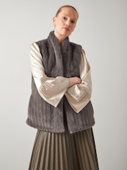 LK Bennett Grey Gil Grey Faux Fur Waistcoat - Image 1 of 5