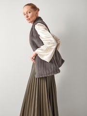 LK Bennett Grey Gil Grey Faux Fur Waistcoat - Image 3 of 5