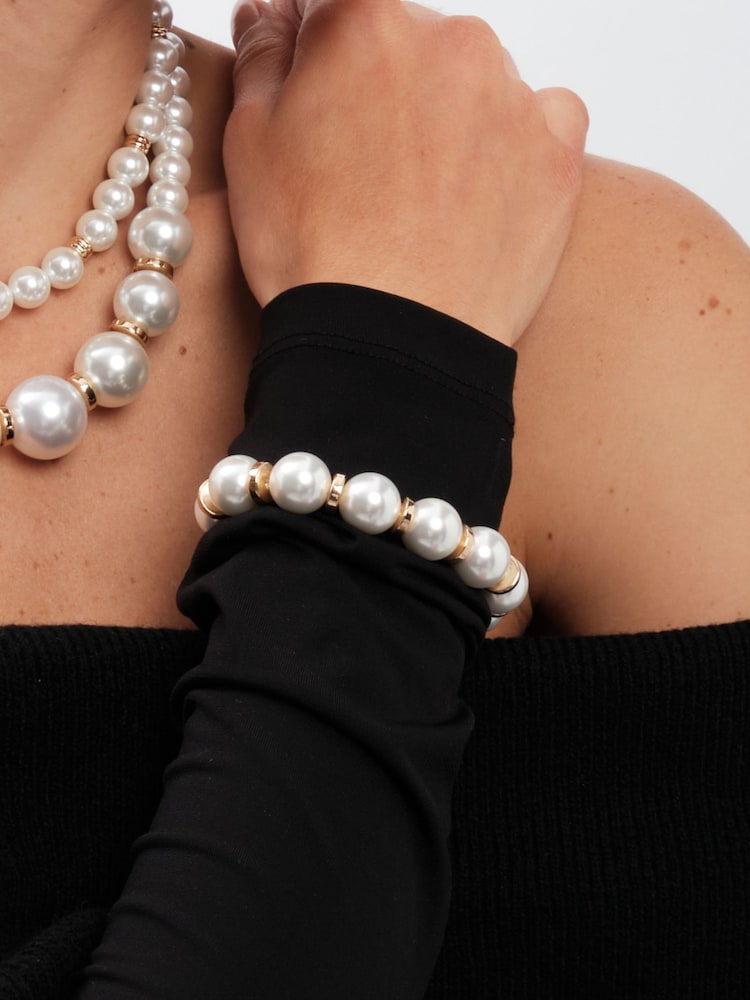 Mood Pearl Graduated Station Stretch Bracelet - Image 3 of 3