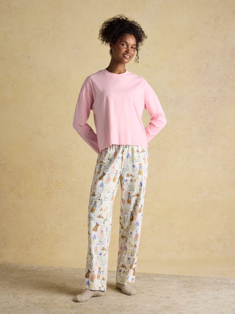 Joules Lyla Party Dogs Jersey Cotton Pyjama Set - Image 1 of 7 Joules Lyla Party Dogs Jersey Cotton Pyjama Set - Image 1 of 7