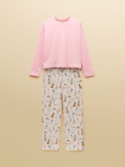 Perros de fiesta en rosa y crema - Conjunto de pijama de algodón de punto de manga larga Lyla de Joules - Imagen 8 de 8