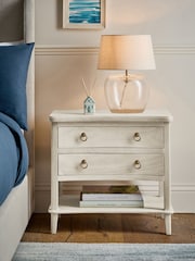 White Sadie Solid Mango Wood 2 Drawer Wide Bedside Table - Image 1 of 11