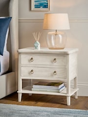 White Sadie Solid Mango Wood 2 Drawer Wide Bedside Table - Image 2 of 11