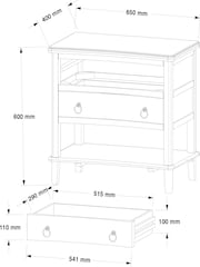 White Sadie Solid Mango Wood 2 Drawer Wide Bedside Table - Image 4 of 11
