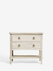 White Sadie Solid Mango Wood 2 Drawer Wide Bedside Table - Image 5 of 11