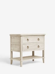 White Sadie Solid Mango Wood 2 Drawer Wide Bedside Table - Image 6 of 11