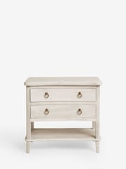 White Sadie Solid Mango Wood 2 Drawer Wide Bedside Table - Image 8 of 11