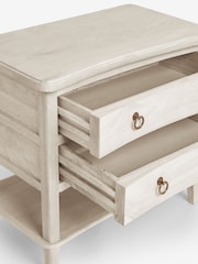 White Sadie Solid Mango Wood 2 Drawer Wide Bedside Table - Image 9 of 11