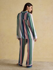 Joules Alma Multi Stripe Woven Pyjama Set - Image 2 of 7
