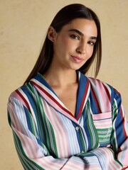 Joules Alma Multi Stripe Woven Pyjama Set - Image 3 of 7