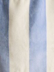 Joules Luna Cream/Blue Stripe Fleece Dressing Gown with Hood - Image 7 of 8