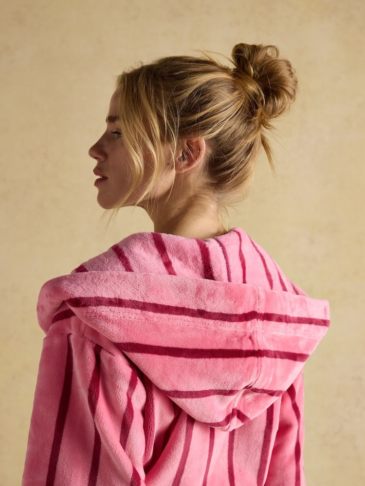 Buy Joules Luna Pink Stripe Fleece Dressing Gown with Hood from Next Iceland