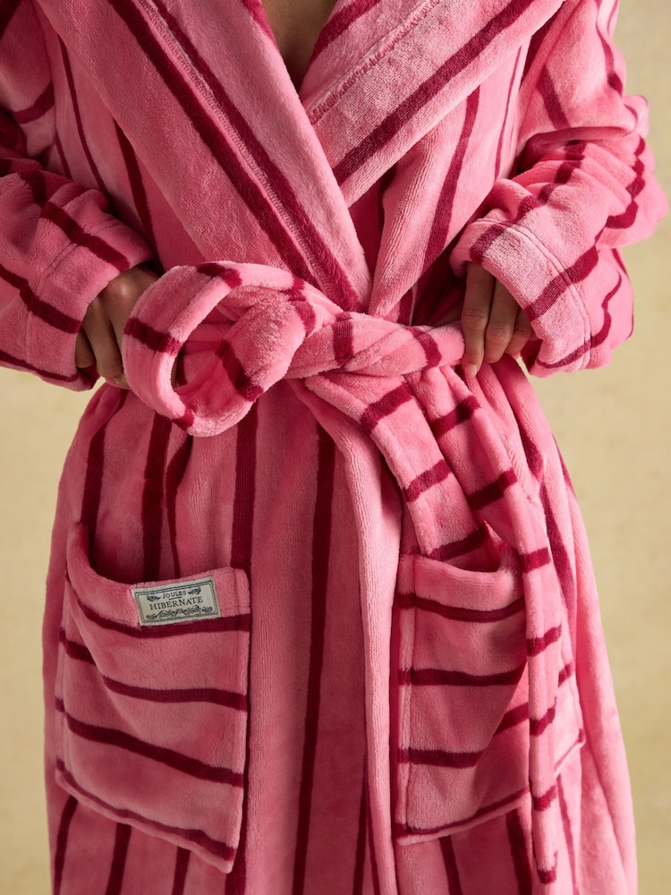 Buy Joules Luna Pink Stripe Fleece Dressing Gown with Hood from Next Iceland