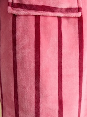 Joules Luna Pink Stripe Fleece Dressing Gown with Hood - Image 7 of 8
