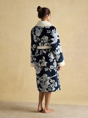 Joules Matilda Navy Floral Fleece Dressing Gown - Image 2 of 7