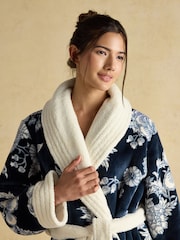 Joules Matilda Navy Floral Fleece Dressing Gown - Image 3 of 7