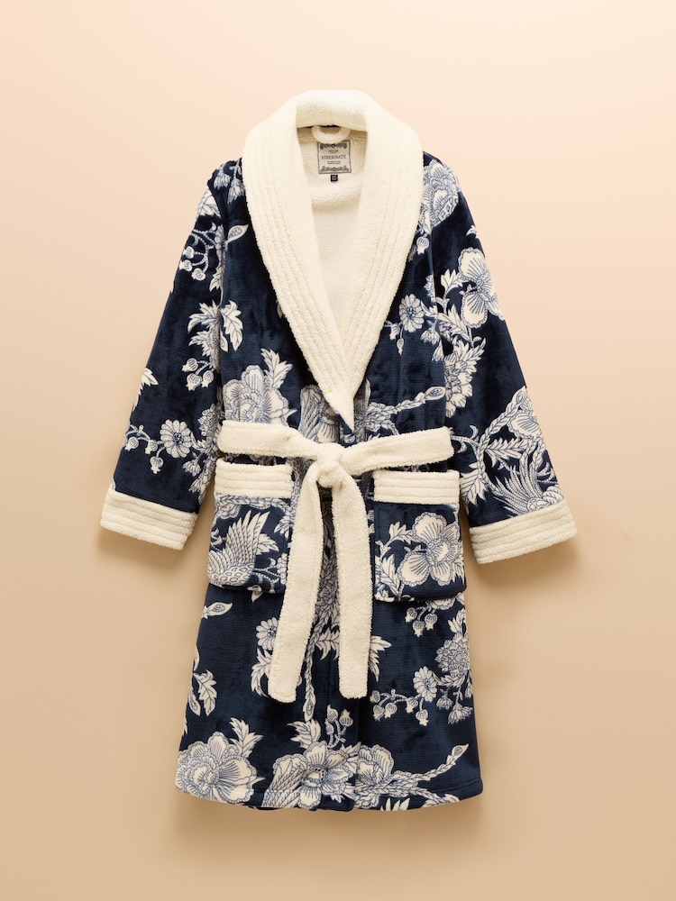 Joules Matilda Navy Floral Fleece Dressing Gown - Image 7 of 7 Joules Matilda Navy Floral Fleece Dressing Gown - Image 7 of 7