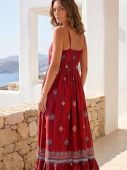 Roman Red Petite Strappy Tier Hem Maxi Dress - Image 3 of 4