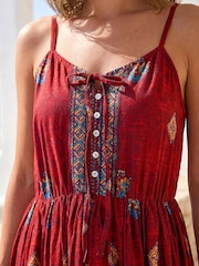 Roman Red Petite Strappy Tier Hem Maxi Dress - Image 4 of 4