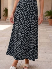 Roman Blue Mini Floral Print Panel A-Line Skirt - Image 1 of 4